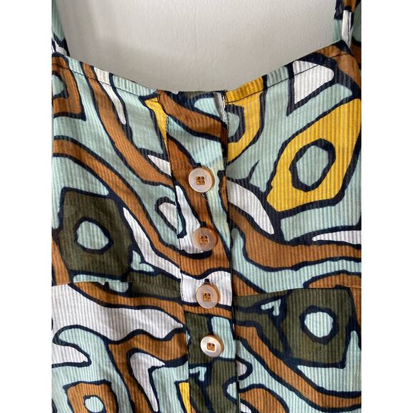 Diane‎ Von Furstenberger Halter Top SZ 8 100% Cotton Abstract Art Deco - Picture 3 of 9